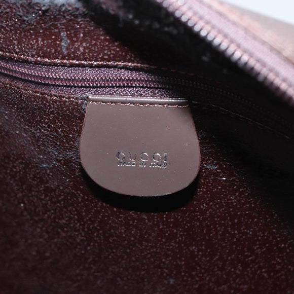 GUCCI Hand Bag Patent leather Brown Silver 000 1274 0505 Auth 162574