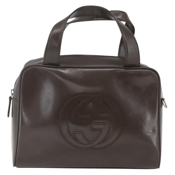 GUCCI Hand Bag Patent leather Brown Silver 000 1274 0505 Auth 162574