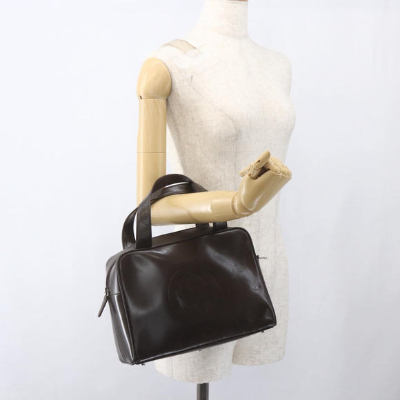 GUCCI Hand Bag Patent leather Brown Silver 000 1274 0505 Auth 162574