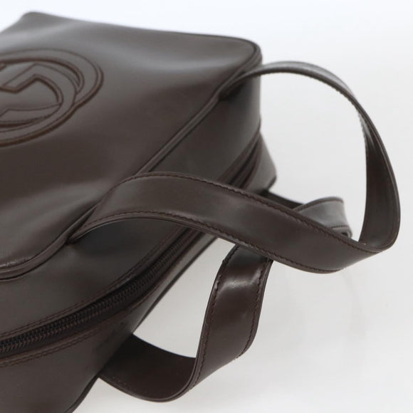 GUCCI Hand Bag Patent leather Brown Silver 000 1274 0505 Auth 162574