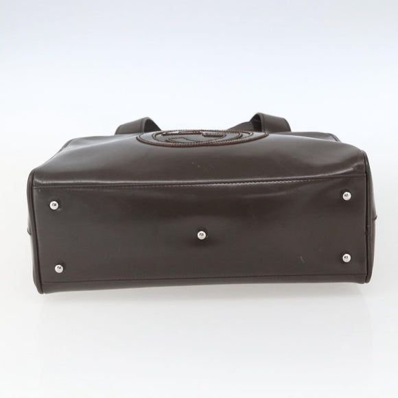 GUCCI Hand Bag Patent leather Brown Silver 000 1274 0505 Auth 162574