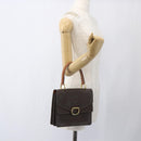 CELINE Macadam Canvas Hand Bag PVC Leather Brown Gold Auth 162575-23