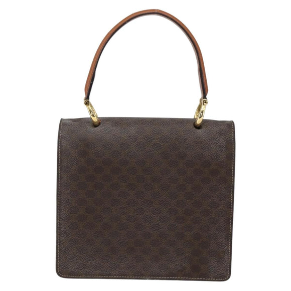 CELINE Macadam Canvas Hand Bag PVC Leather Brown Gold Auth 162575