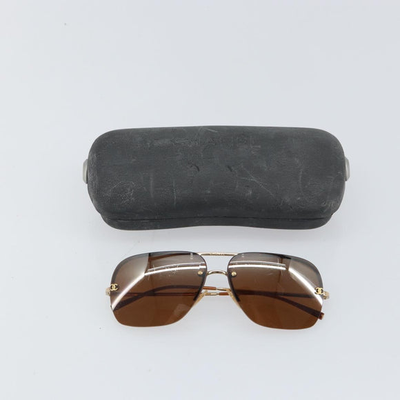 CHANEL Sunglasses metal Brown CC Auth 162583