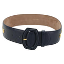 Christian Dior Belt Leather 29.5"" Navy Gold Auth 162585-1
