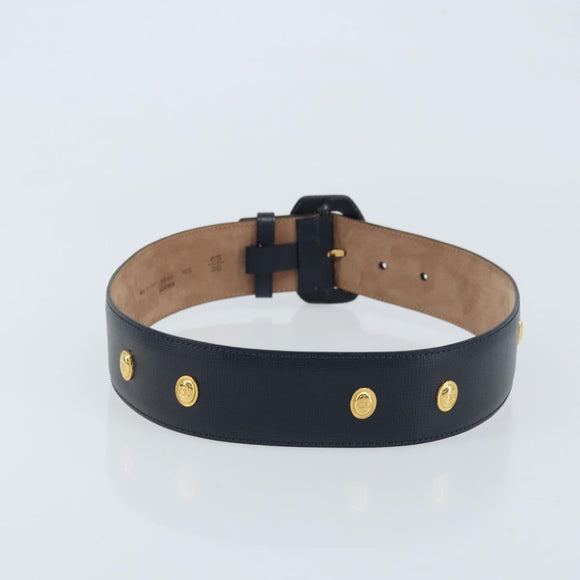 Christian Dior Belt Leather 29.5"" Navy Gold Auth 162585