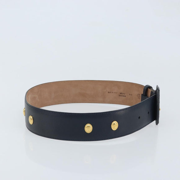 Christian Dior Belt Leather 29.5"" Navy Gold Auth 162585