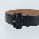 Christian Dior Belt Leather 29.5"" Navy Gold Auth 162585-5