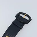 Christian Dior Belt Leather 29.5"" Navy Gold Auth 162585-6