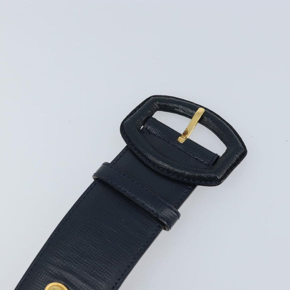Christian Dior Belt Leather 29.5"" Navy Gold Auth 162585