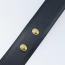 Christian Dior Belt Leather 29.5"" Navy Gold Auth 162585-8
