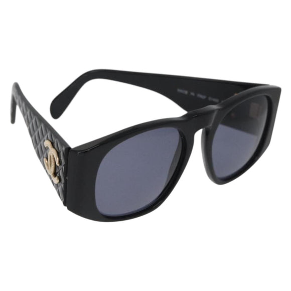 CHANEL Sunglasses plastic Black CC Auth 162592