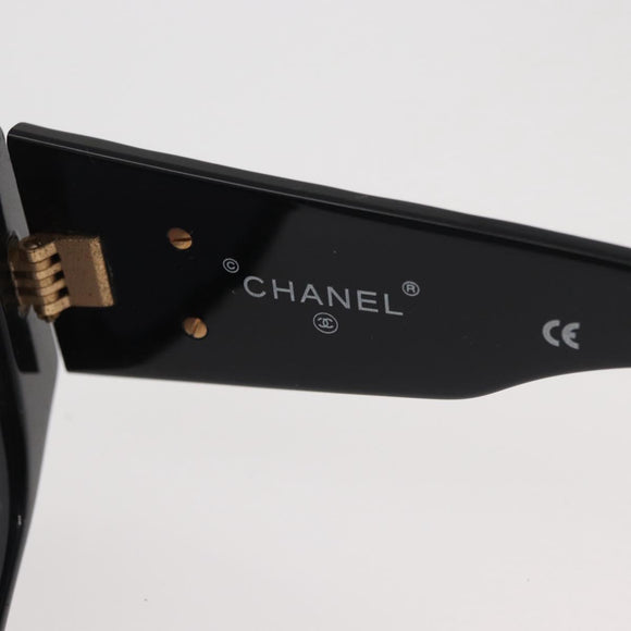 CHANEL Sunglasses plastic Black CC Auth 162592