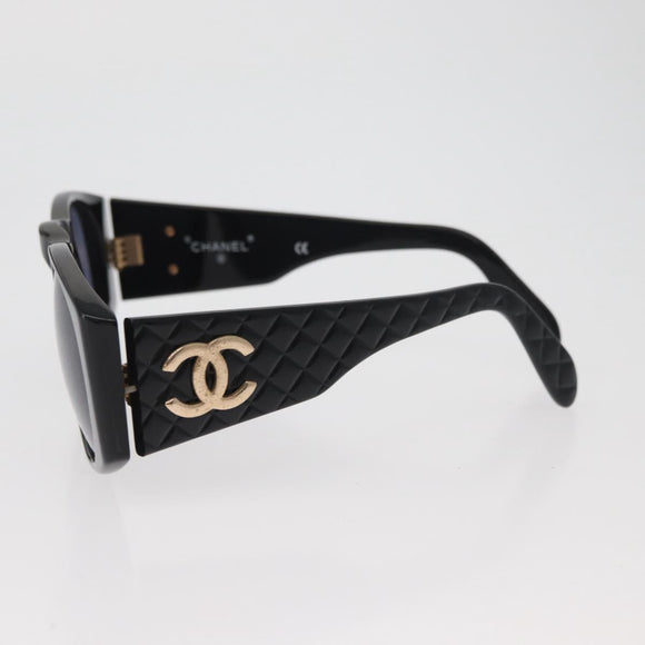 CHANEL Sunglasses plastic Black CC Auth 162592