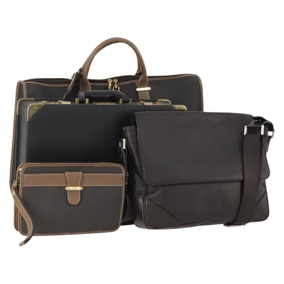 Dunhill Tote Bag Leather 4 Set Brown Black Auth 162595