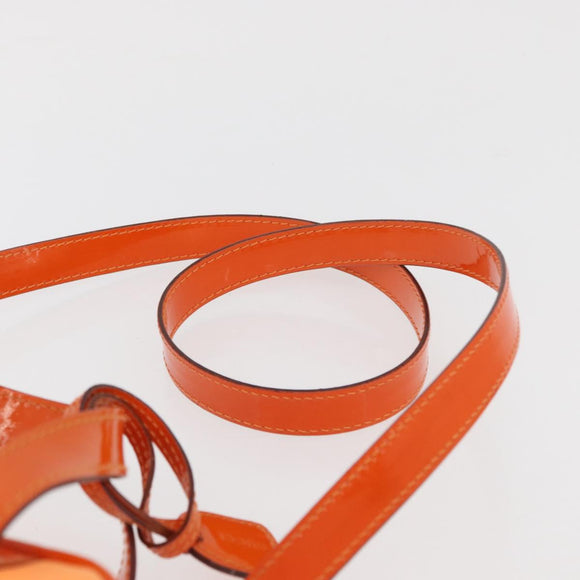 GUCCI Bamboo Hand Bag Patent leather 2way Orange Silver Auth 162597