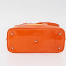 GUCCI Bamboo Hand Bag Patent leather 2way Orange Silver Auth 162597-5
