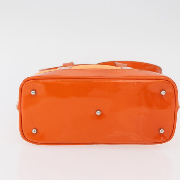 GUCCI Bamboo Hand Bag Patent leather 2way Orange Silver Auth 162597