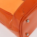 GUCCI Bamboo Hand Bag Patent leather 2way Orange Silver Auth 162597-9