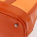 GUCCI Bamboo Hand Bag Patent leather 2way Orange Silver Auth 162597-16