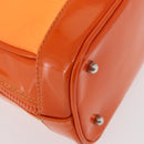 GUCCI Bamboo Hand Bag Patent leather 2way Orange Silver Auth 162597-17
