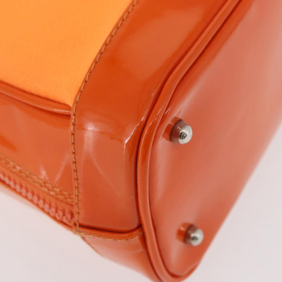 GUCCI Bamboo Hand Bag Patent leather 2way Orange Silver Auth 162597