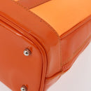 GUCCI Bamboo Hand Bag Patent leather 2way Orange Silver Auth 162597-18