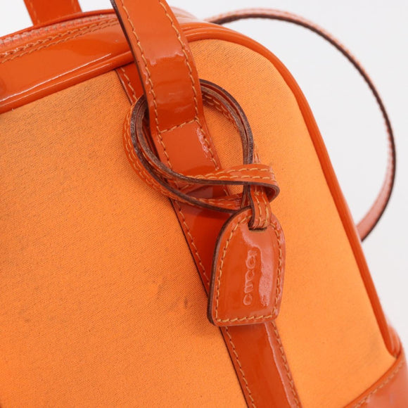 GUCCI Bamboo Hand Bag Patent leather 2way Orange Silver Auth 162597