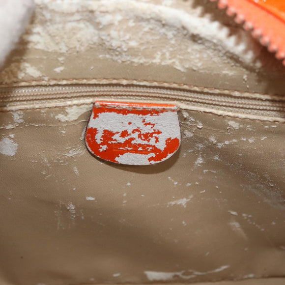 GUCCI Bamboo Hand Bag Patent leather 2way Orange Silver Auth 162597