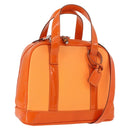 GUCCI Bamboo Hand Bag Patent leather 2way Orange Silver Auth 162597-1