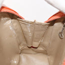 GUCCI Bamboo Hand Bag Patent leather 2way Orange Silver Auth 162597-22