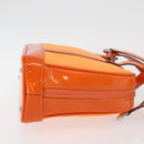 GUCCI Bamboo Hand Bag Patent leather 2way Orange Silver Auth 162597-3