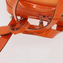 GUCCI Bamboo Hand Bag Patent leather 2way Orange Silver Auth 162597-7