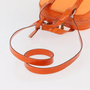 GUCCI Bamboo Hand Bag Patent leather 2way Orange Silver Auth 162597-8