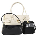 Salvatore Ferragamo Hand Bag Patent leather 3 Set White Black Navy Auth 162600-1