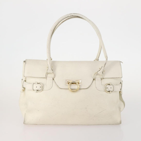 Salvatore Ferragamo Hand Bag Patent leather 3 Set White Black Navy Auth 162600