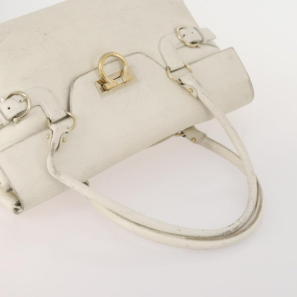 Salvatore Ferragamo Hand Bag Patent leather 3 Set White Black Navy Auth 162600