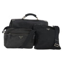 PRADA Hand Bag Nylon 3 Set Black Auth 162603-1