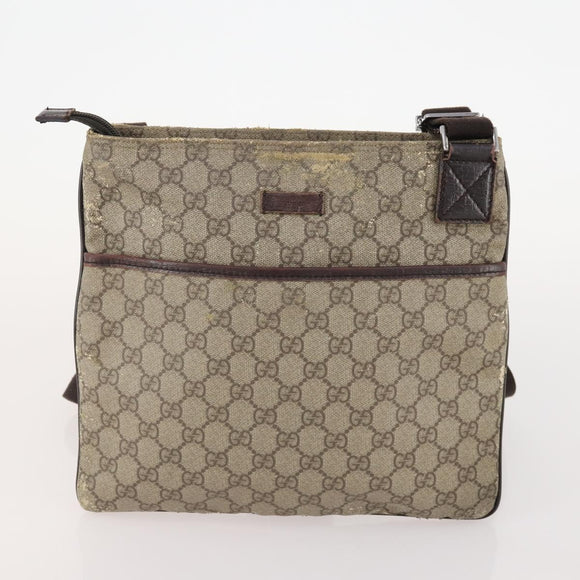 GUCCI GG Supreme Canvas Web Sherry Line Shoulder Bag PVC 3 Set Beige Auth 162605