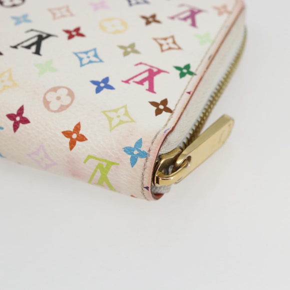 LOUIS VUITTON Monogram Multicolor Zippy Wallet White M60241 LV Auth 162714