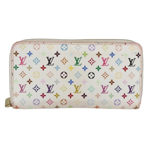 LOUIS VUITTON Monogram Multicolor Zippy Wallet White M60241 LV Auth 162714