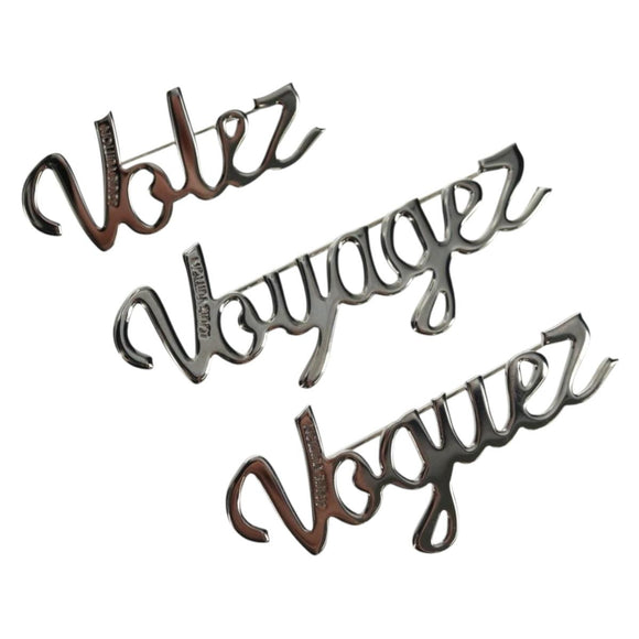 LOUIS VUITTON VolezVoguezVoyagez Brooch metal Silver M62507 LV Auth 162715M