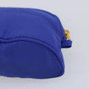CELINE Pouch Nylon Blue Gold Auth 162720-14