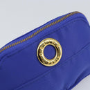 CELINE Pouch Nylon Blue Gold Auth 162720-9