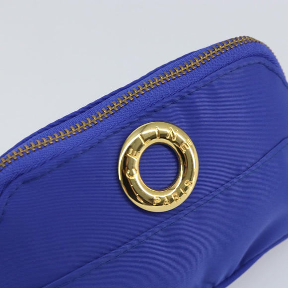 CELINE Pouch Nylon Blue Gold Auth 162720