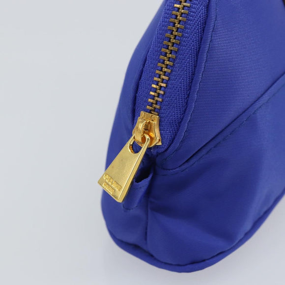 CELINE Pouch Nylon Blue Gold Auth 162720