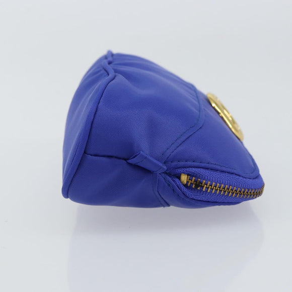 CELINE Pouch Nylon Blue Gold Auth 162720