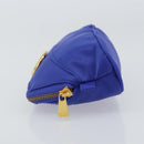 CELINE Pouch Nylon Blue Gold Auth 162720-4