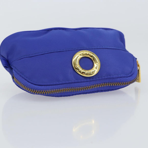 CELINE Pouch Nylon Blue Gold Auth 162720