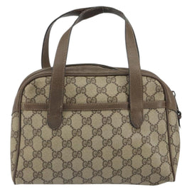 GUCCI GG Supreme Web Sherry Line Hand Bag PVC Beige Auth 162723 - 0